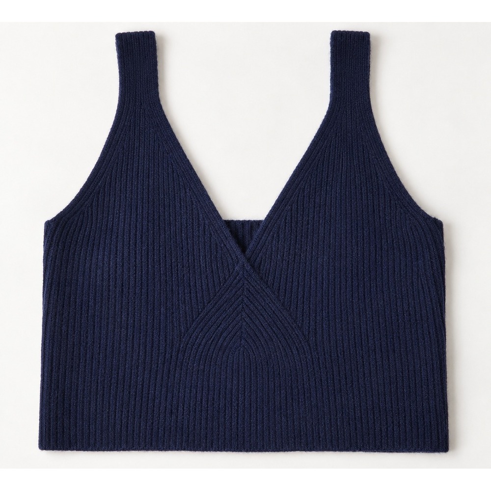 J.Crew 89% Cashmere Ribbed Bralette Crop Top Navy Women's M